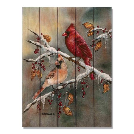 RICKI&APOSS RUGS 28 x 36 in. Bartholets Winter Cardinals Inside & Outside Cedar Wall Art RI894601